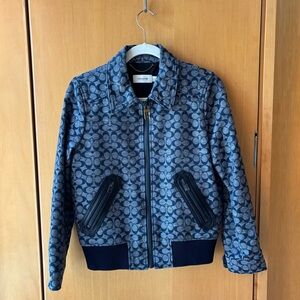 Coach Navy Patterned Bomber Jacket